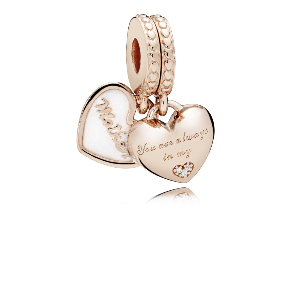 Imagem 3 do produto Charm Pendente Duplo you Are Always In My Heart em Ouro Rose