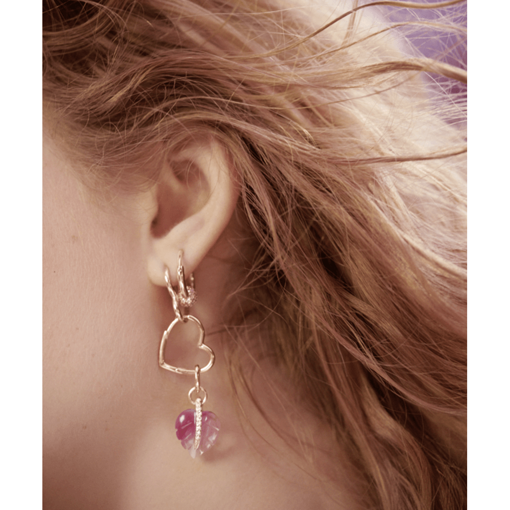 Imagem 2 do produto Brinco Pandora Argola De Coracao Em Ouro Rose