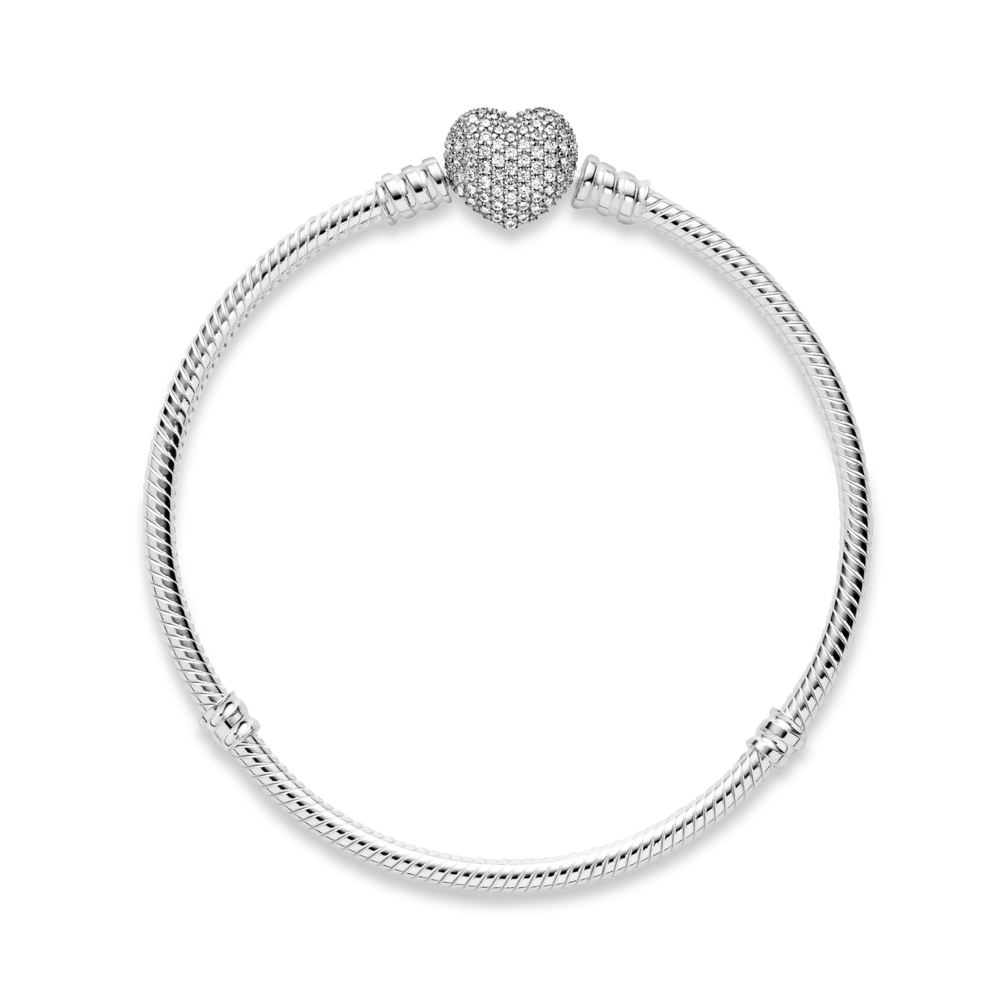 Imagem 2 do produto Bracelete Prata em Trama e Fecho Coração Brilhante