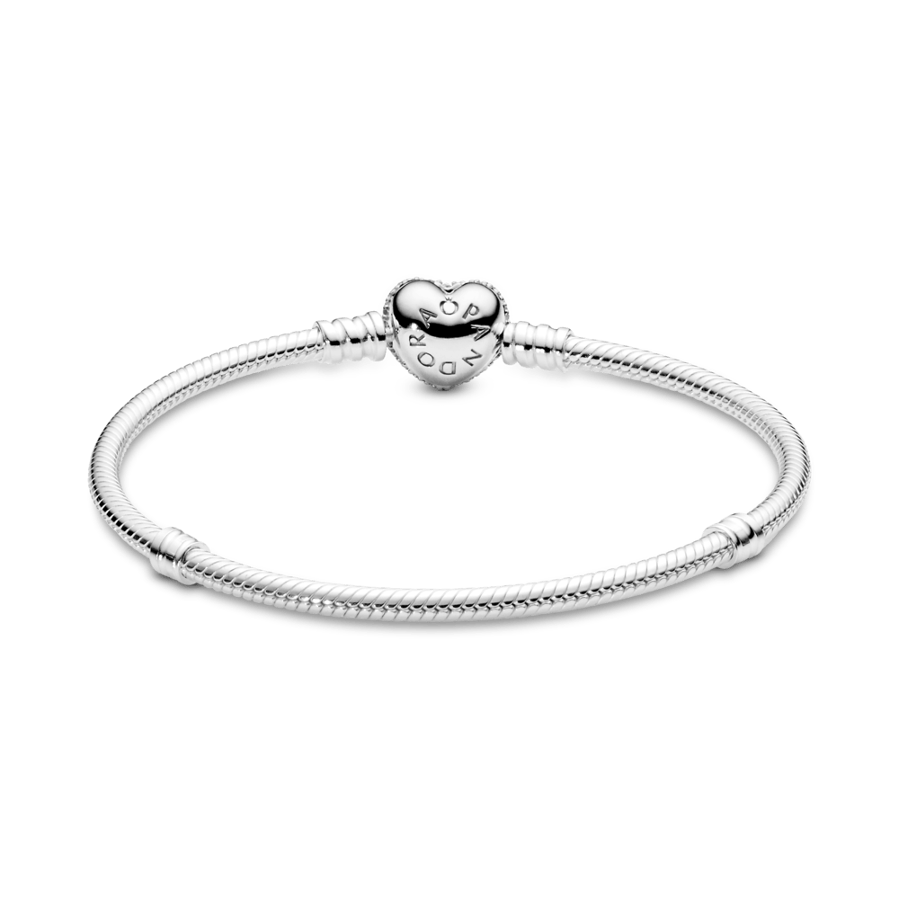 Imagem 3 do produto Bracelete Prata em Trama e Fecho Coração Brilhante
