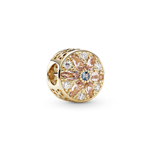 Charm Floral Magnífico Em Ouro 14k