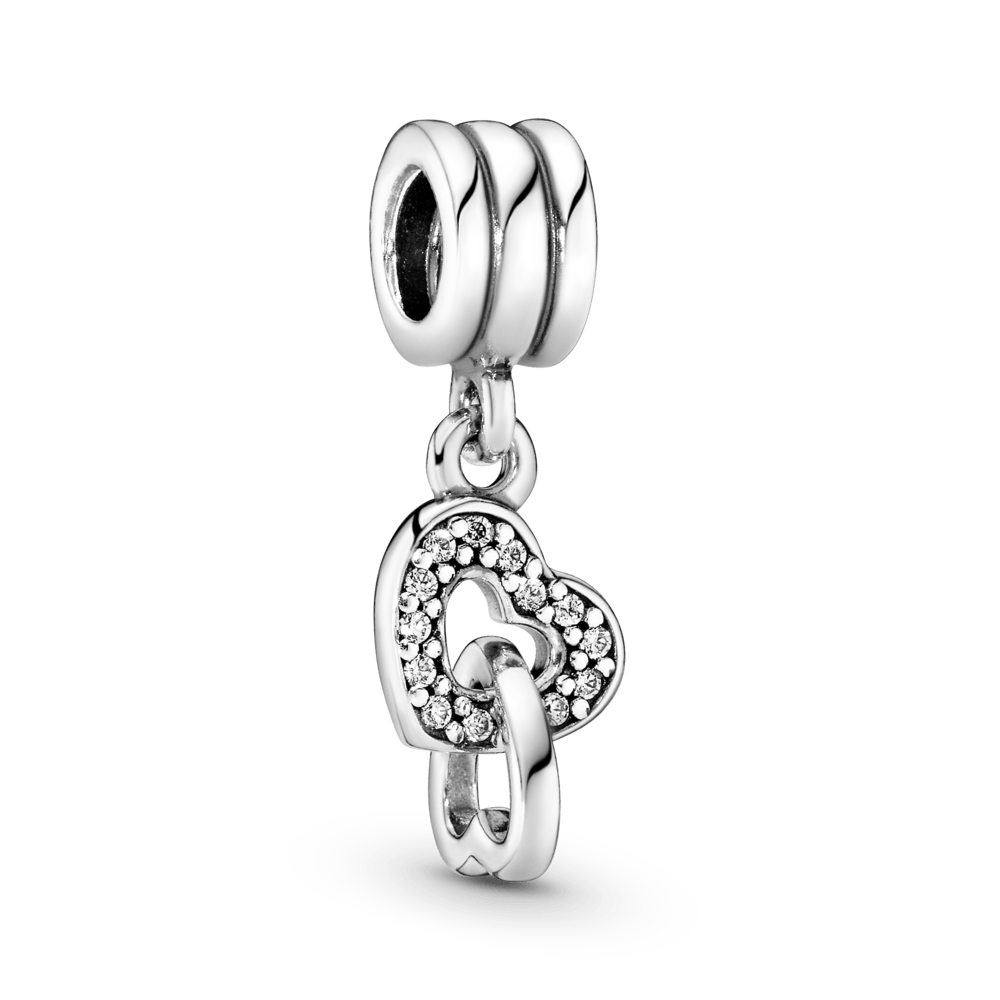 Imagem 1 do produto Charm De Prata Pendente Dois Coracoes Em Um