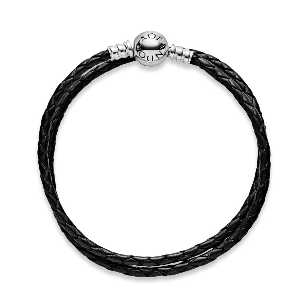 Imagem 2 do produto Bracelete De Couro Preto Com O Fecho Redondo