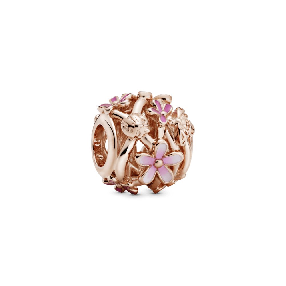 Imagem 1 do produto Charm Vazado Pandora Margaridas Pink Em Ouro Rose