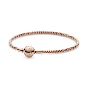 Bracelete Pandora Rigido De Malha Em Ouro Rose