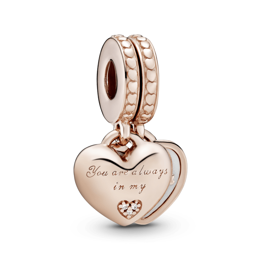 Imagem 1 do produto Charm Pendente Duplo you Are Always In My Heart em Ouro Rose