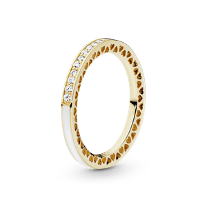 Anel Coracoes Radiantes Em Ouro 14k