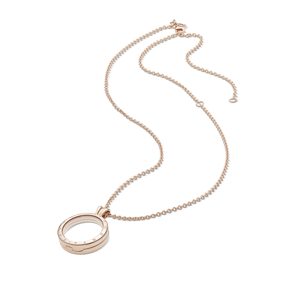 Colar Ouro Rose Floating Locket Coração Brilhante - Pandora