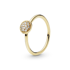 Anel Coracao Gota Brilhante Em Ouro 14k