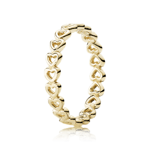 Anel Coracoes Unidos Em Ouro 14k