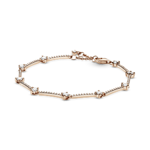 Bracelete Com Barras Brilhantes Em Pave Ouro Rose