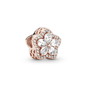 Charm Pandora Floco De Neve Brilhante Em Ouro Rose