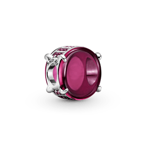 Charm Oval Em Cabochao Rosa Fucsia
