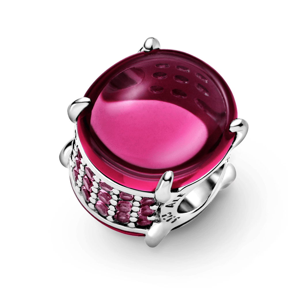 Imagem 3 do produto Charm Oval Em Cabochao Rosa Fucsia