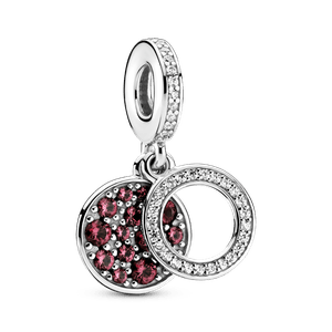 Charm Pendente Duplo Disco Brilhante Vermelho