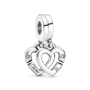 Charm Pendente Coracoes De Irmas Unidos