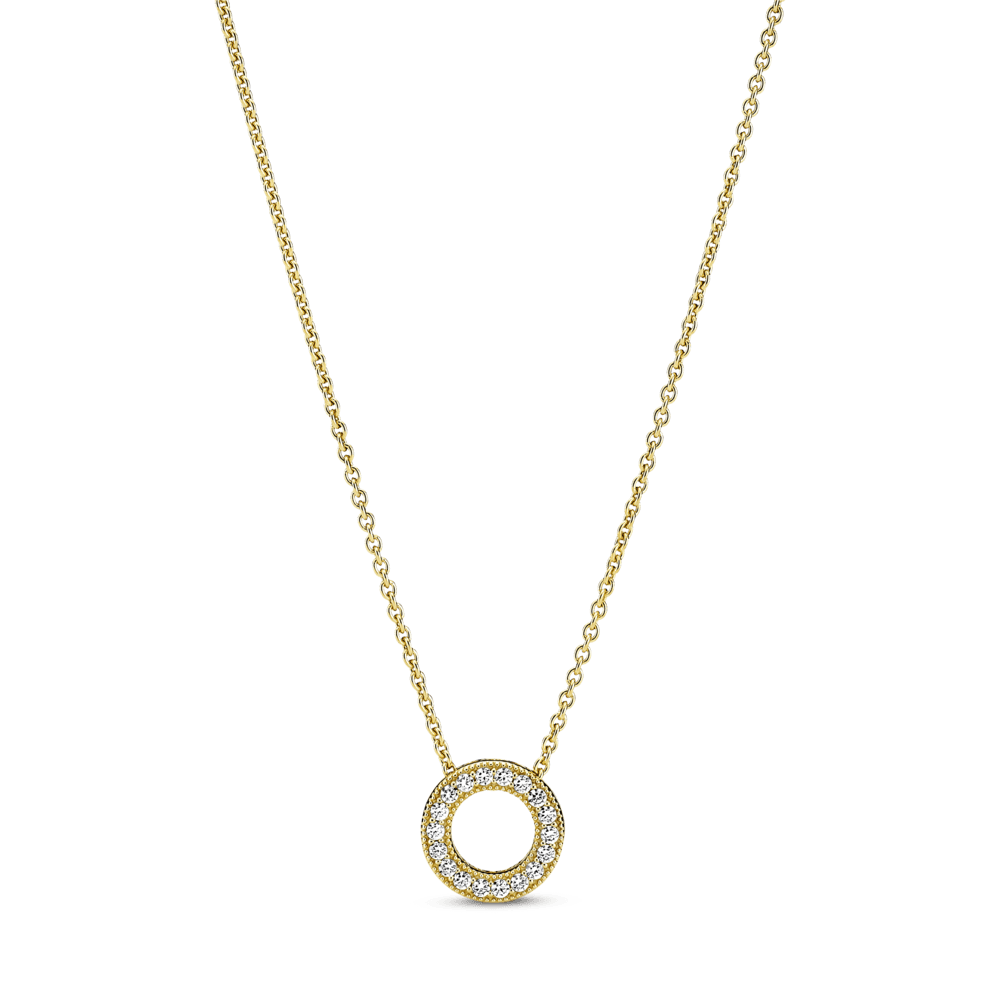 Imagem 1 do produto Colar de Ouro Círculo Logo e Pavé