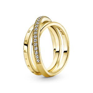 Anel De Ouro Aro Triplo Brilhante