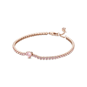 Bracelete Riviera Coracao Brilhante Rosa