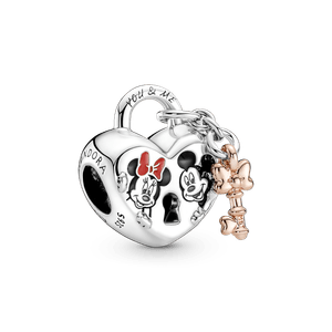 Charm Prata Disney Cadeado Mickey e Minnie
