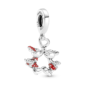 Charm Prata Pendente Disney Beijo Mickey e Minnie