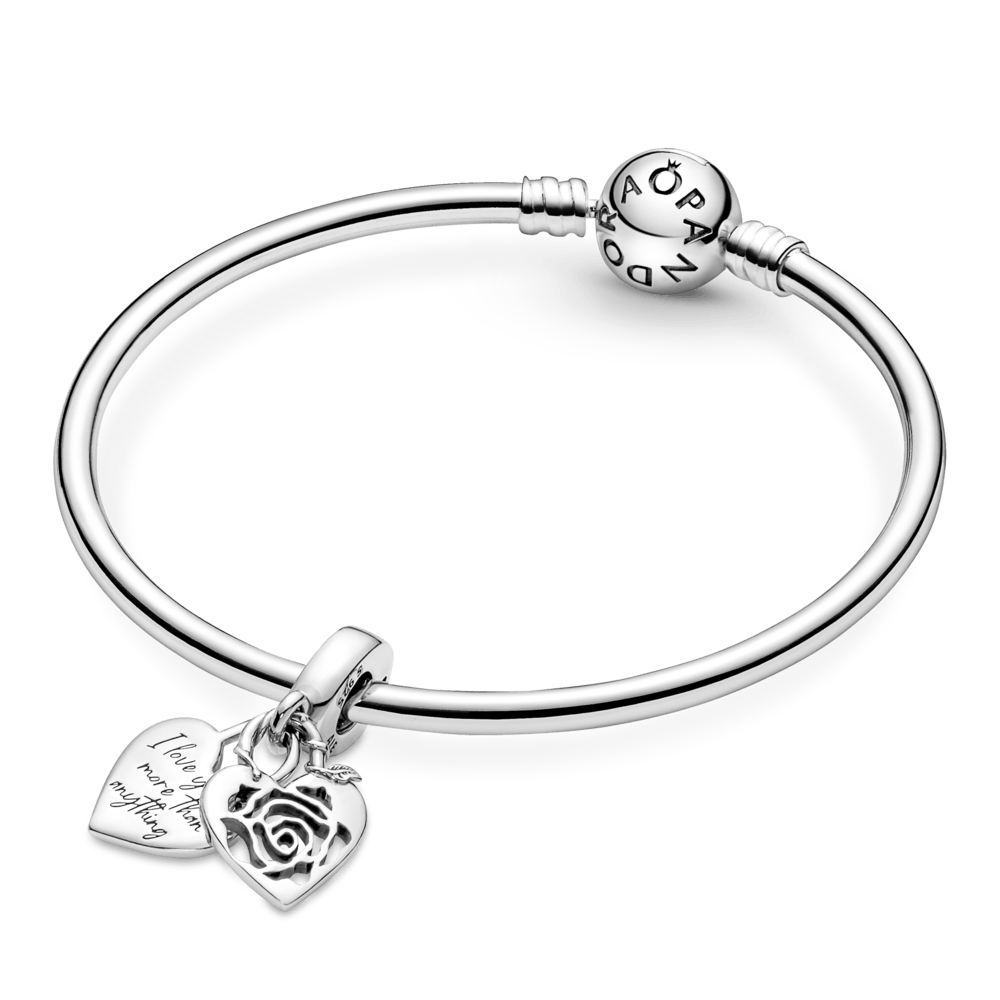 Imagem 5 do produto Charm Prata Pendente Cadeado de Coração e Rosa