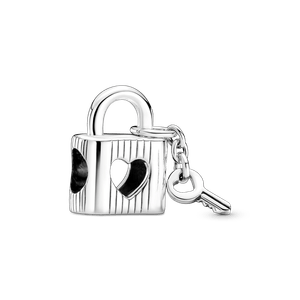 Charm Prata Pendente Cadeado e Chave