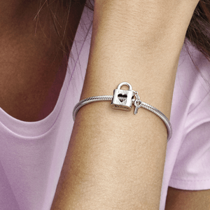 Charm Prata Pendente Cadeado e Chave