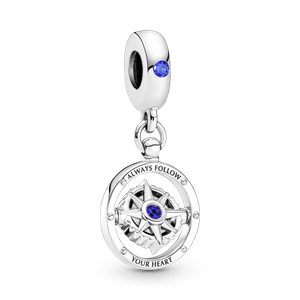 Charm Prata Pendente Bússola Giratória