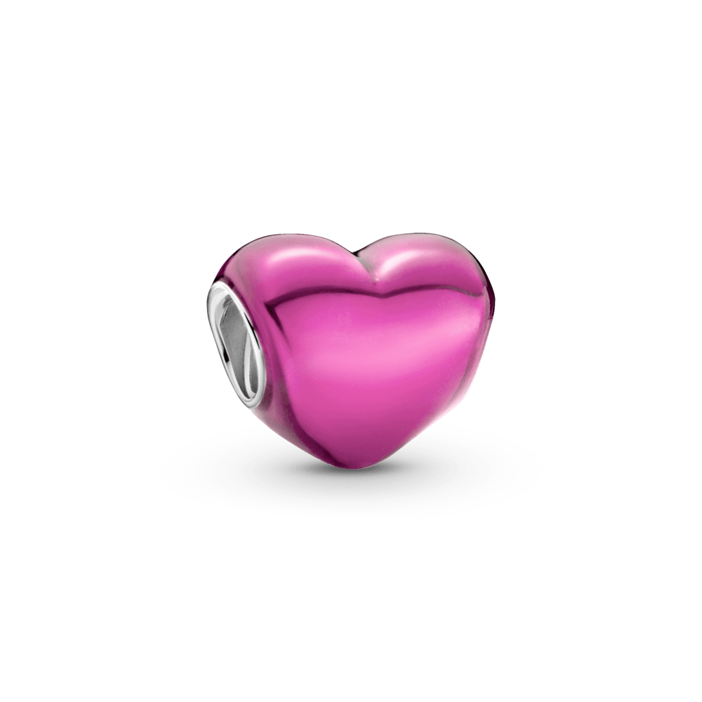 Imagem 1 do produto Charm Prata Coração Rosa Metálico