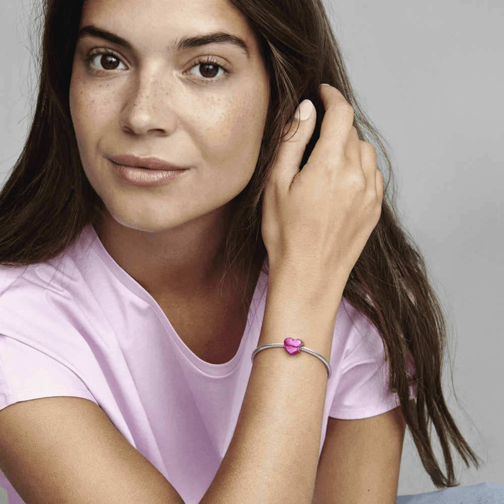 Imagem 5 do produto Charm Prata Coração Rosa Metálico