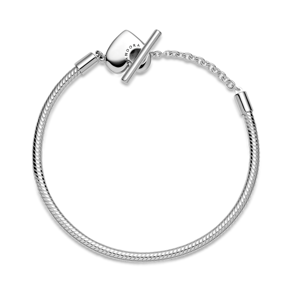 Imagem 3 do produto Bracelete de Prata em Trama e Fecho T Coração