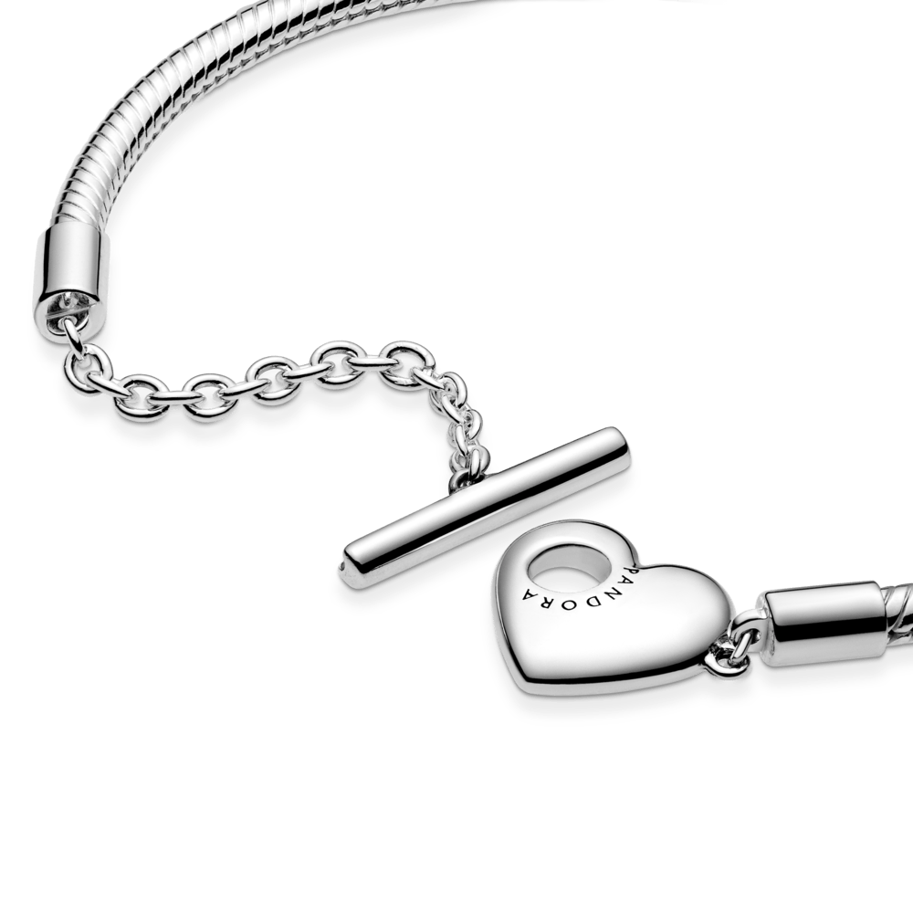 Imagem 4 do produto Bracelete de Prata em Trama e Fecho T Coração