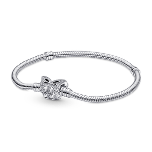 Bracelete de Prata em Trama e Fecho Borboleta