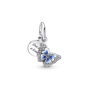 Charm Prata Pendente Borboleta Azul