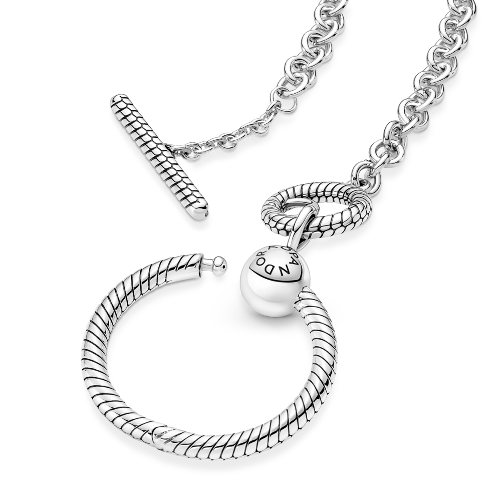 Imagem 3 do produto Colar de Prata Pendente Porta-Charms O e Fecho T