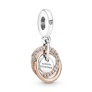Charm Pendente Círculos Família para Sempre em Dois Tons