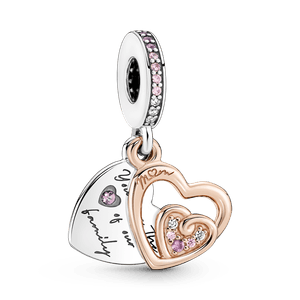 Charm Pendente Corações Entrelaçados Mãe em Dois Tons