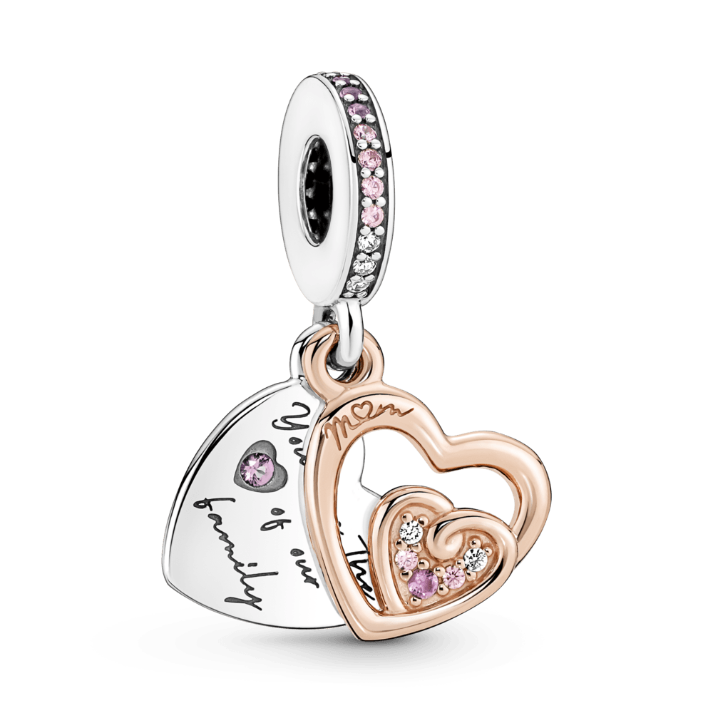 Imagem 1 do produto Charm Pendente Corações Entrelaçados Mãe em Dois Tons