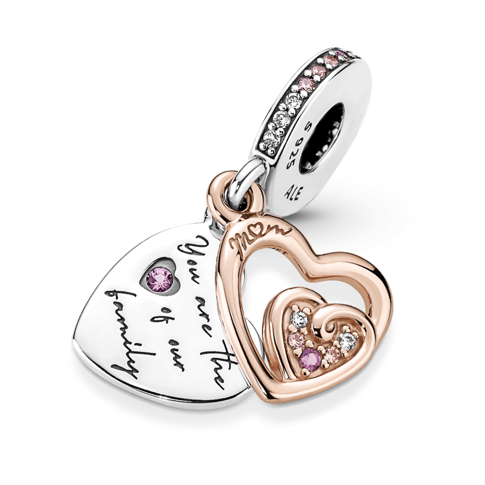 Imagem 3 do produto Charm Pendente Corações Entrelaçados Mãe em Dois Tons