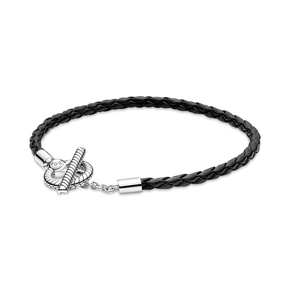 Imagem 1 do produto Bracelete de Couro Preto e Fecho T