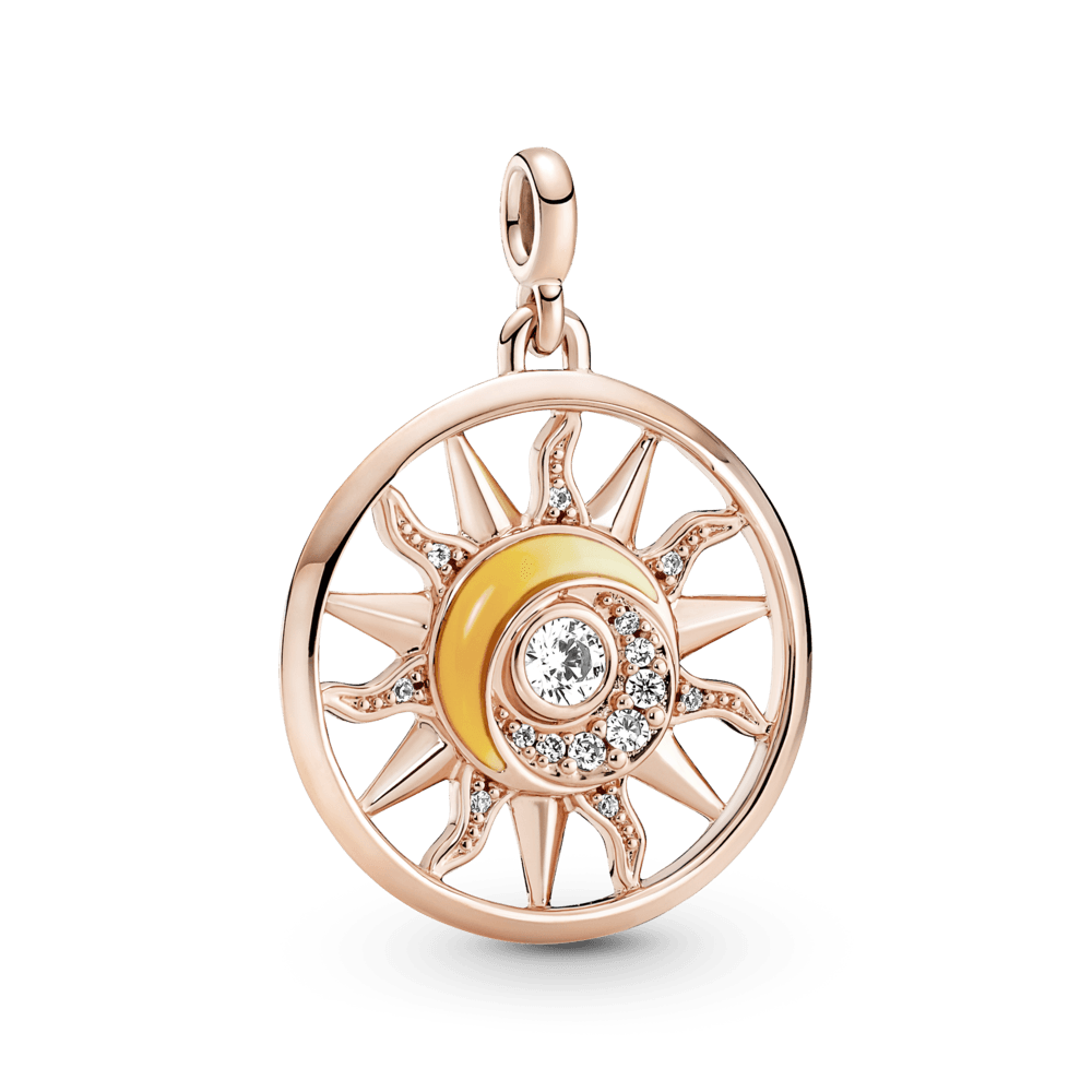 Imagem 1 do produto Charm Ouro Rosé Medalhão Sol e Lua