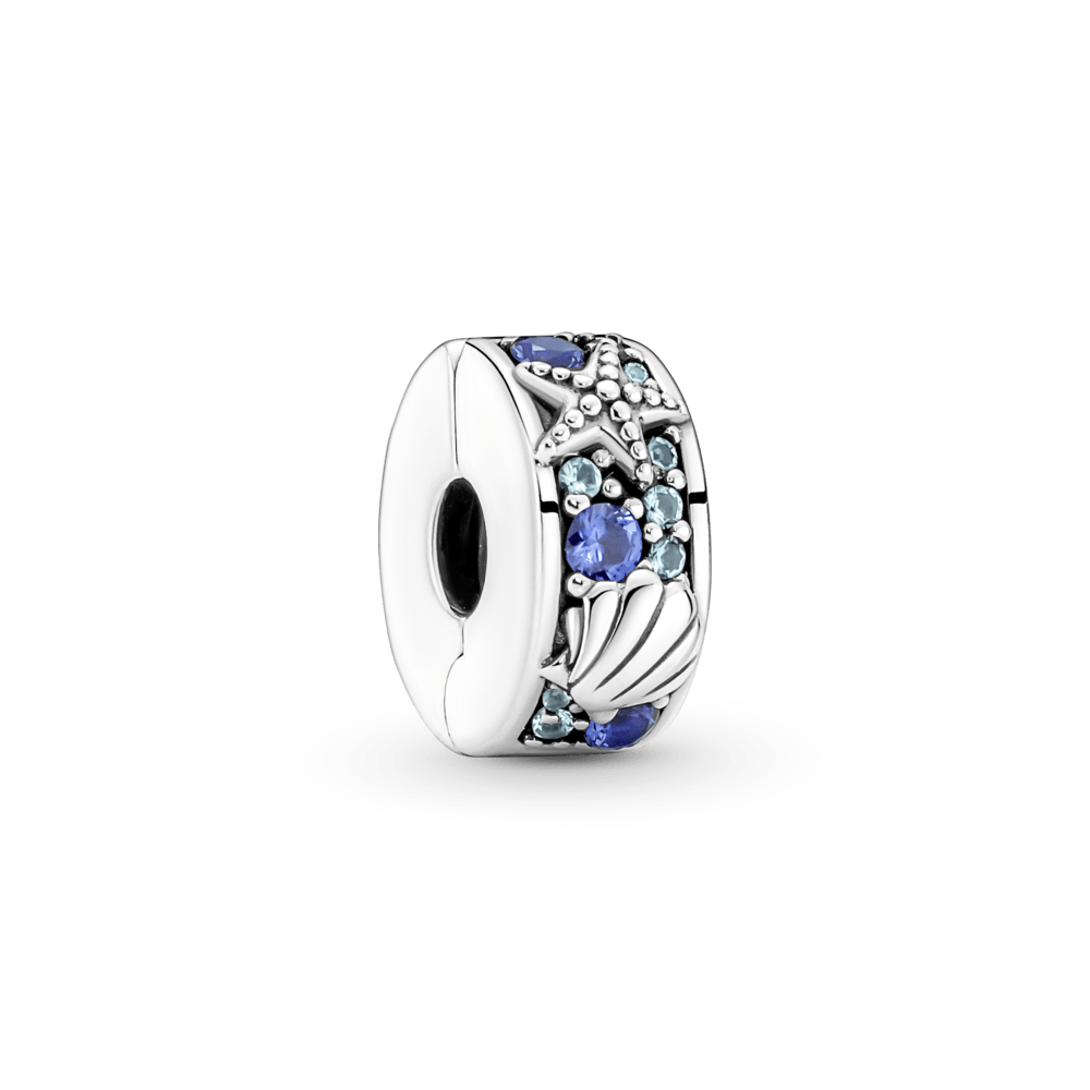 Imagem 1 do produto Charm Prata Clipe Azul Concha e Estrela-do-Mar