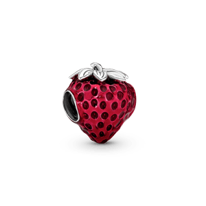 Charm Prata Morango Vermelho
