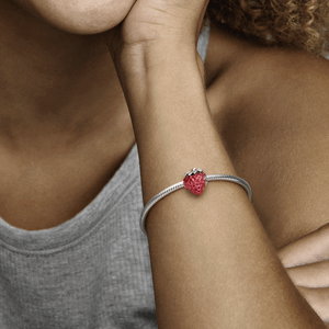 Charm Prata Morango Vermelho