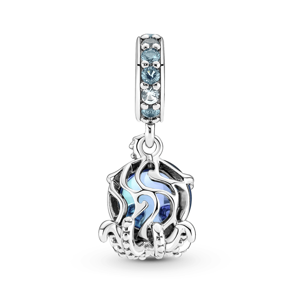 Imagem 3 do produto Charm Prata Pendente Polvo em Vidro Murano Azul