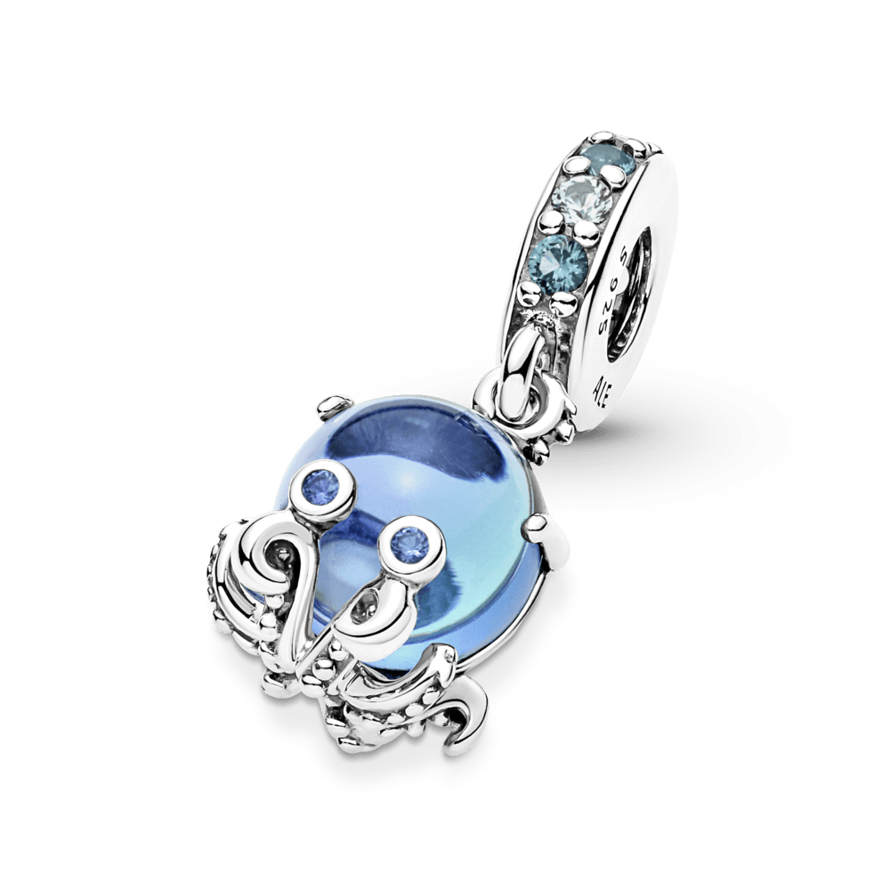 Imagem 4 do produto Charm Prata Pendente Polvo em Vidro Murano Azul