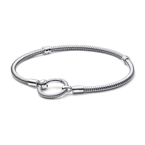 Bracelete de Prata em Trama e Fecho Porta-Charms O