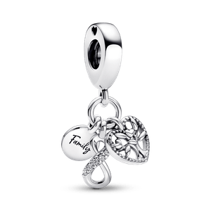 Charm Prata Pendente Árvore da Família e Infinito
