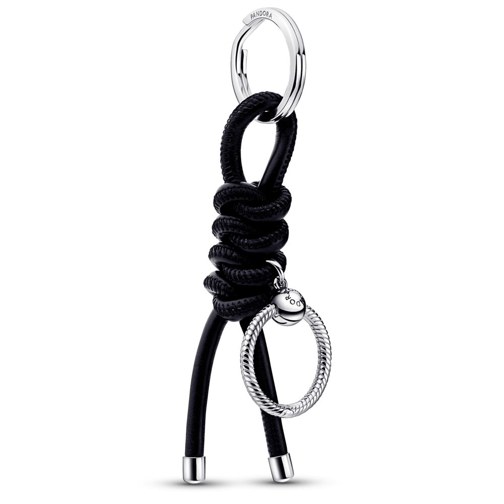Imagem 1 do produto Chaveiro de Tecido Preto com Porta-Charms O de Prata